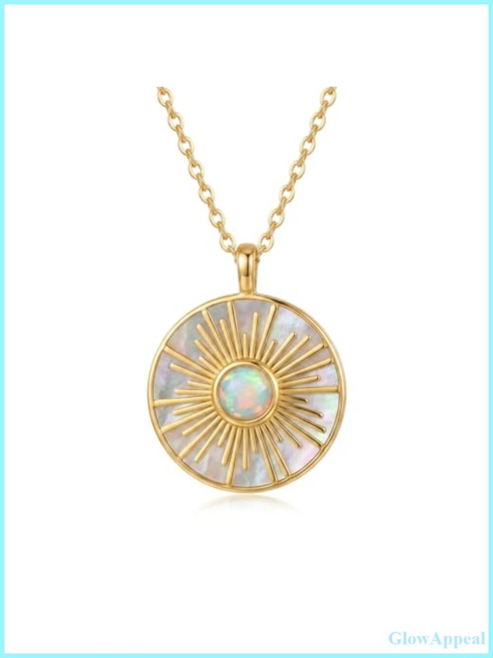 14K Gold Plated Sterling Silver Sun Opal Pendant Necklace